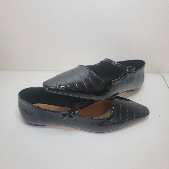Who What Wear Shoes - Who What Wear Black Crocodile Flats